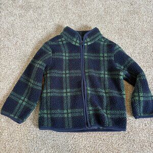 Toddler Fleece Zip Up Sweater Jacket Blue 3T plaid Pl Kids